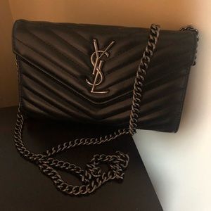 YSL black monogram chain shoulder bag